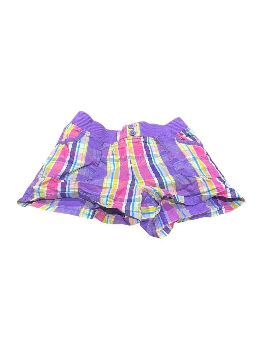SO Womens Plaid Cargo Shorts Purple Pink